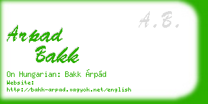 arpad bakk business card