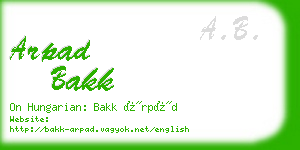 arpad bakk business card